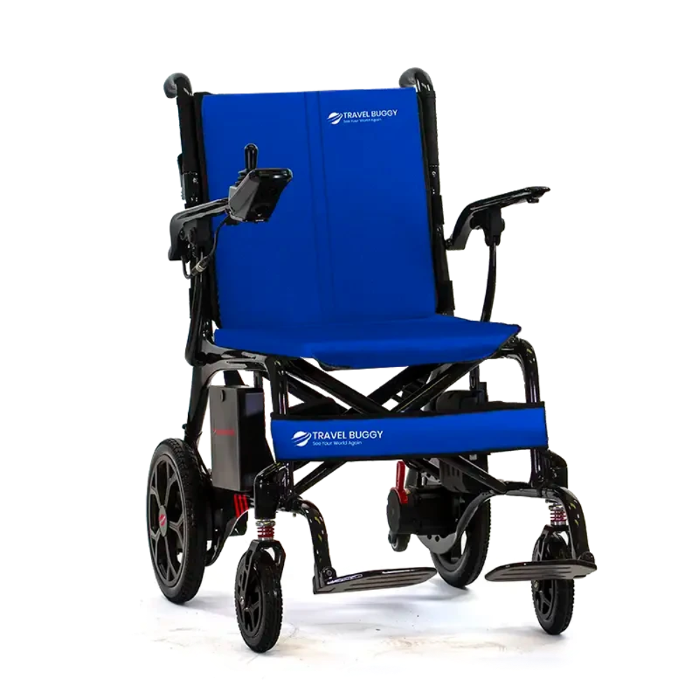 Deep blue replacement cushion set for the Travel Buggy AEROLUX electric wheelchair.Colors